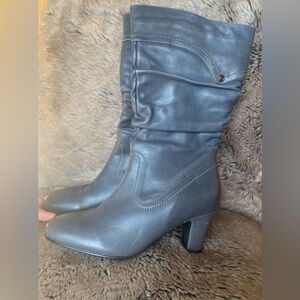 Blondo Slate Gray Mid-Calf Heeled Boots